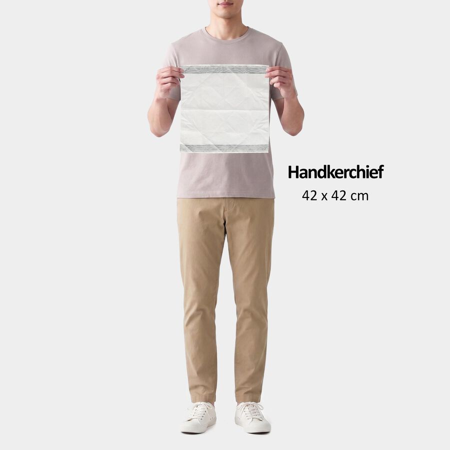 Men's White Striped Pack of 3 Handkerchief, White, large