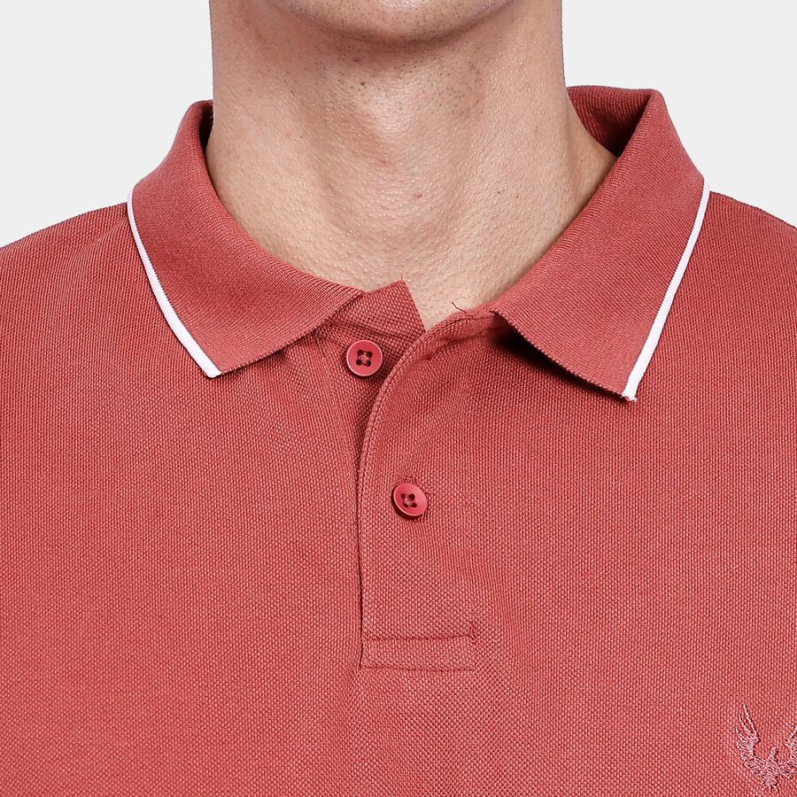 Men's Collared Half Sleeves T-Shirt, Rust, large image number null