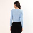 Women's Blue Sweetheart Neck Romantic Top, Light Blue, small