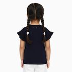 Girls' Navy Blue Cotton Round Neck Casual T-Shirt, नेवी ब्लू, small image number null