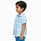 Infants Light Sky Blue Cotton Half Sleeve Classic Casual Shirt, Light Blue, small image number null