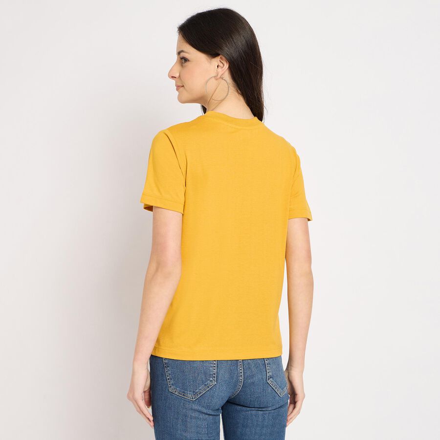 Ladies' Round Neck T-Shirt , मस्टर्ड, large