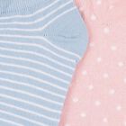 Girls' Soft Pastel Pink and Light Powder Blue Regular Fit Scalloped Ankle-Length Socks Pack of 2, Pink, small image number null