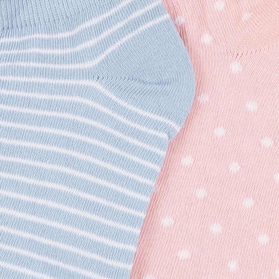 Girls' Soft Pastel Pink and Light Powder Blue Regular Fit Scalloped Ankle-Length Socks Pack of 2, Pink, large image number null