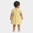 Infant Girls' Yellow Regular Fit Daisy Printed Ruffle Neck Frock, Yellow, small