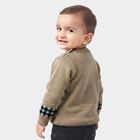 Infants Beige Crew Neck Printed Pullover, गहरा पीला, small