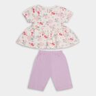 Infants' White Cotton Floral Top and Capri Set, Lilac, small image number null