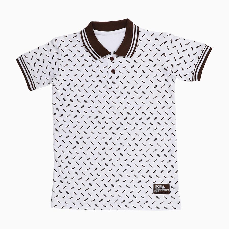 Boys' Half Sleeves T-Shirt, भूरा, large image number null