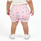 Baby Girls' Light Pink Relaxed Fit Heart Print Ruffle Bloomers, हल्का गुलाबी, small image number null
