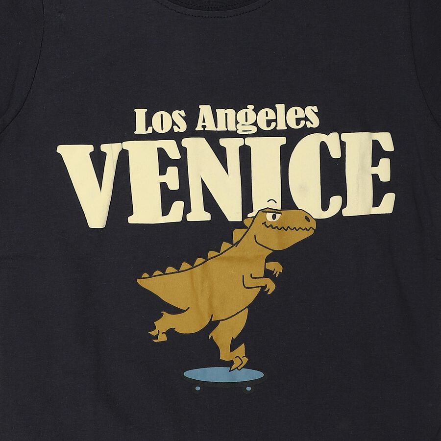 Boys Navy Blue Cotton Round Neck Regular Boys T-Shirt, Navy Blue, large