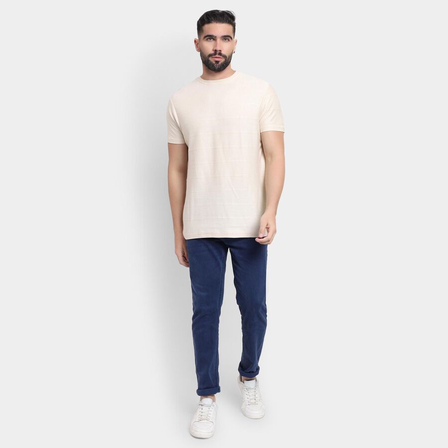 Men's 100% Cotton Round Neck Half Sleeves T-Shirt , Ecru Melange, large image number null