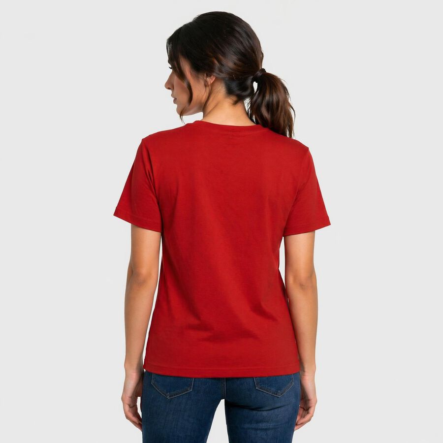 Women's Red Round Neck Regular T-Shirt, Red, large