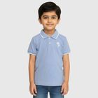 Boys Light Blue Polo Collar Casual T-Shirt, मध्यम नीला, small image number null