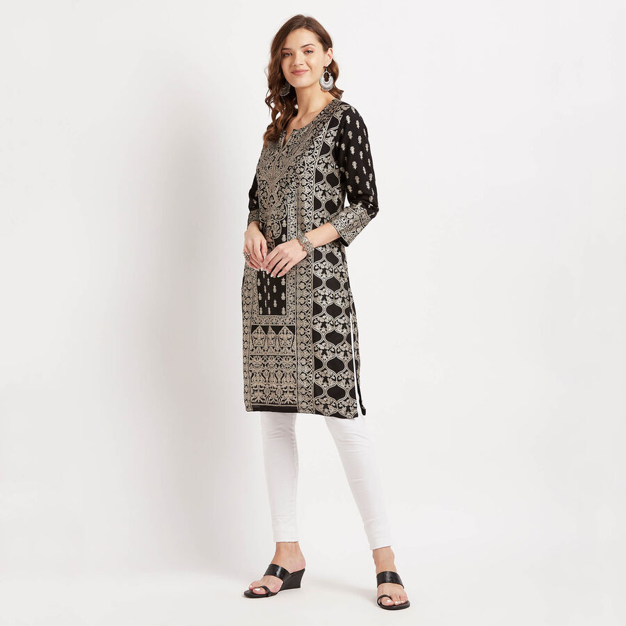 Printed Kurta, Black, large image number null