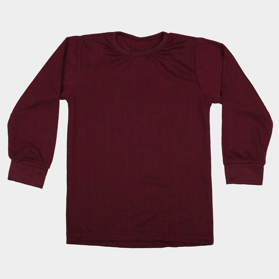 Girls' Maroon Long Sleeve Thermal, वाइन, large
