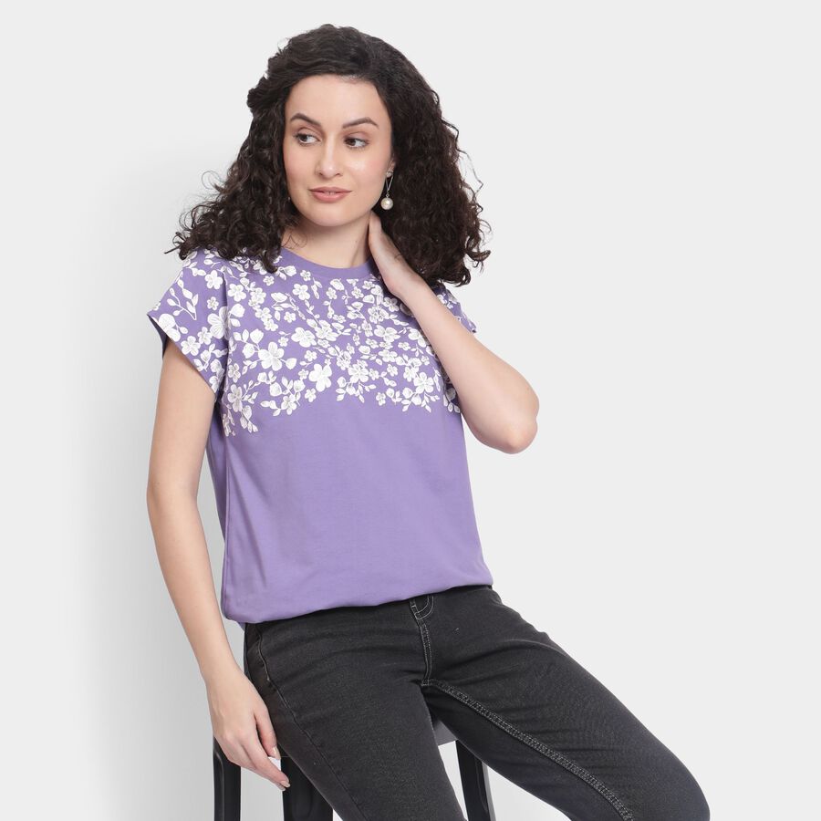 Ladies' Round Neck T-Shirt , Purple, large image number null