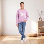 Girls' Lilac Crew Neck Graphic Print Sweatshirt, लाइलेक, small