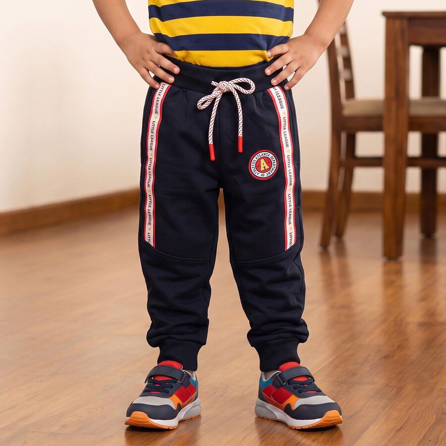 Boys' Navy Blue Jogger Fit Side Striped Pyjama, Navy Blue, large