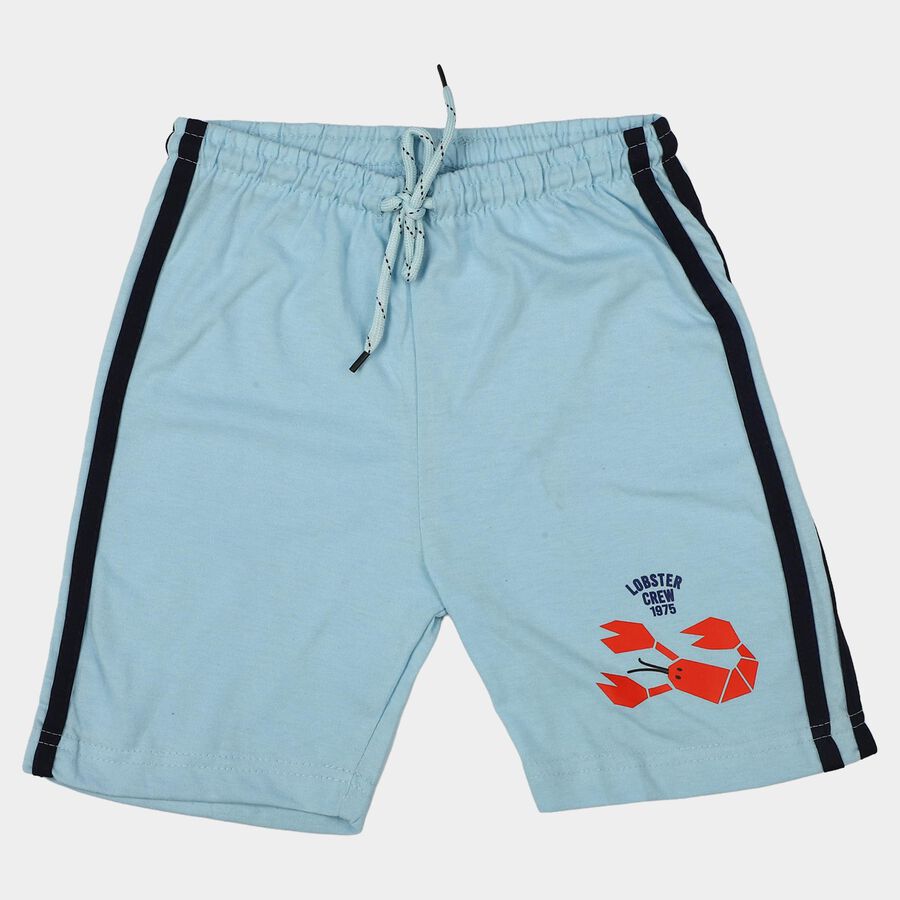 Boys Light Blue Regular Fit Graphic Print Bermuda Shorts, Light Blue, large