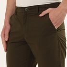 Men's Slim Fit Casual Trousers, Olive, small