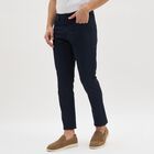 Men's Slim Fit Casual Trousers, नेवी ब्लू, small