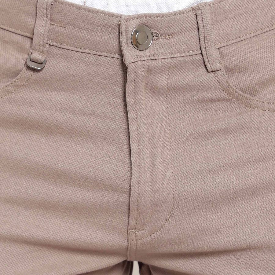 Solid 5 Pocket Skinny Casual Trousers, Brown, large image number null