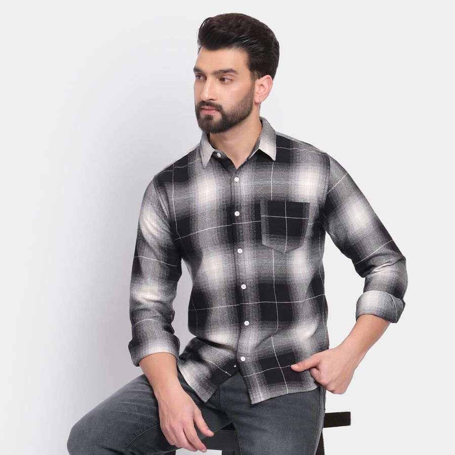 Men's 100% Cotton Casual Shirt , Black, large image number null