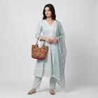 Women's Aqua Cotton Embroidered Ethnic Set, Aqua, small