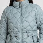 Women's Light Green Stand Collar Puffer Jacket, Light Green, small
