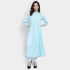 All Over Print Flared Kurta, Light Blue, small image number null
