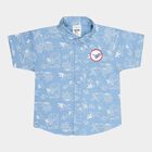 Infants Cotton Printed Shirt, Mid Blue, small image number null