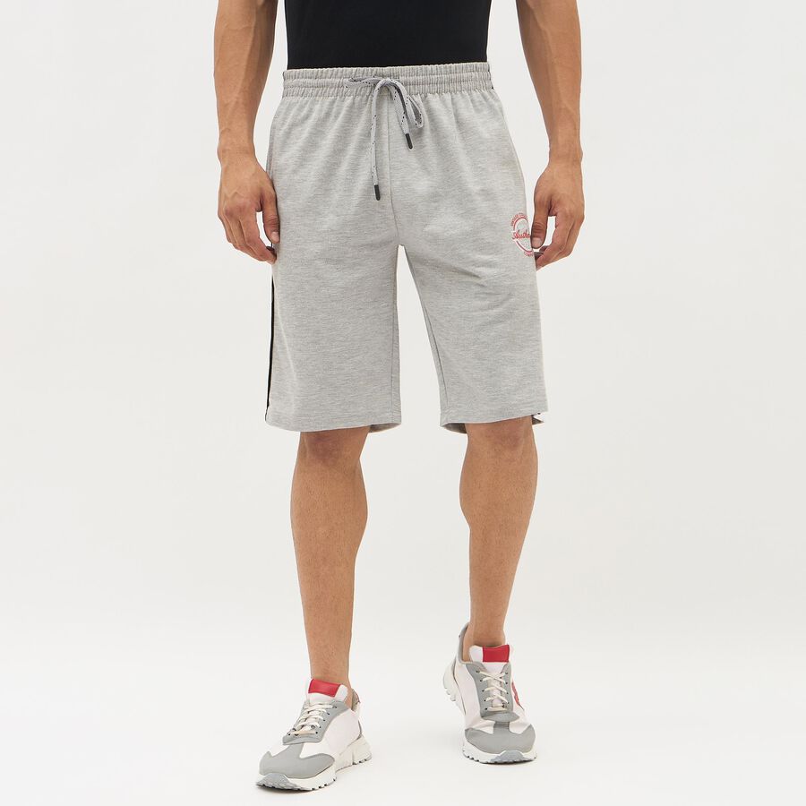 Men's Light Heather Grey Regular Fit Solid Jamaican Shorts, मिश्रित हल्का ग्रे, large image number null