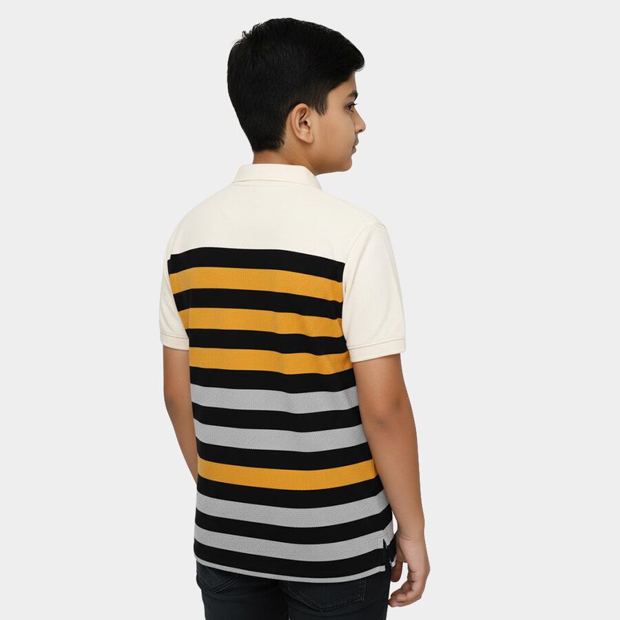 Boys Beige Polo Neck Casual T-Shirt, मस्टर्ड, large image number null