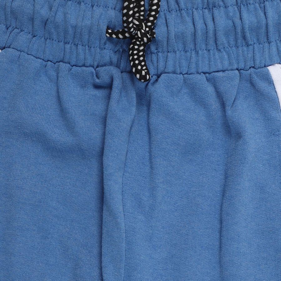 Boys' Muted Denim Blue Color-Blocked Cotton Blend Pyjama, मध्यम नीला, large image number null