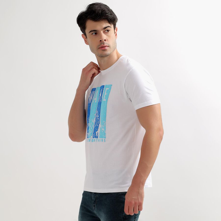 Men's 100% Cotton Round Neck Half Sleeves T-Shirt, सफ़ेद, large image number null