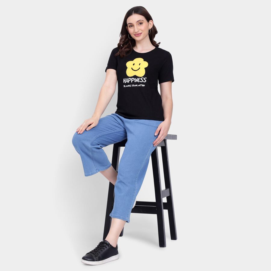 Ladies' Round Neck T-Shirt , Black, large image number null