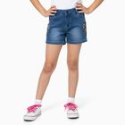 Girls' Shorts, मध्यम नीला, small