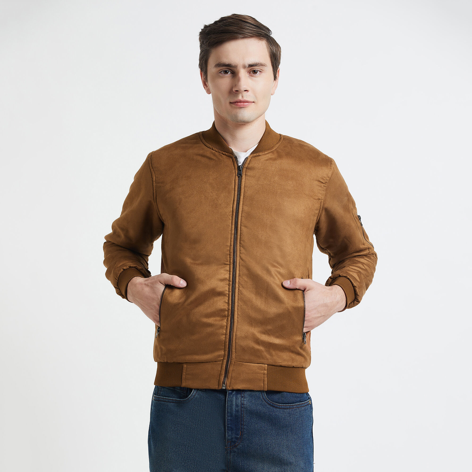 Warehouse suedette online bonded biker jacket