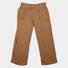 Girls' Beige Wide Leg Ribbed Trousers, गहरा पीला, small