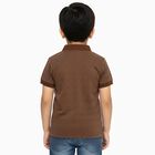 Boys Muted Brown Round Neck Casual Half Sleeve T-Shirt, भूरा, small