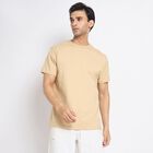 Men's Round Neck Half Sleeves T-Shirt, Beige, small image number null