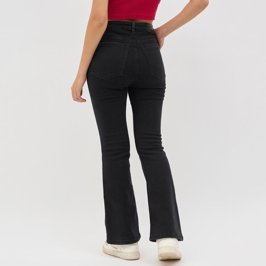 Women's Stonewashed Black Boot Cut High-Rise Jeans, Black, large image number null