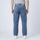 Men's Blue Slim Fit Washed Jeans, Light Blue, small