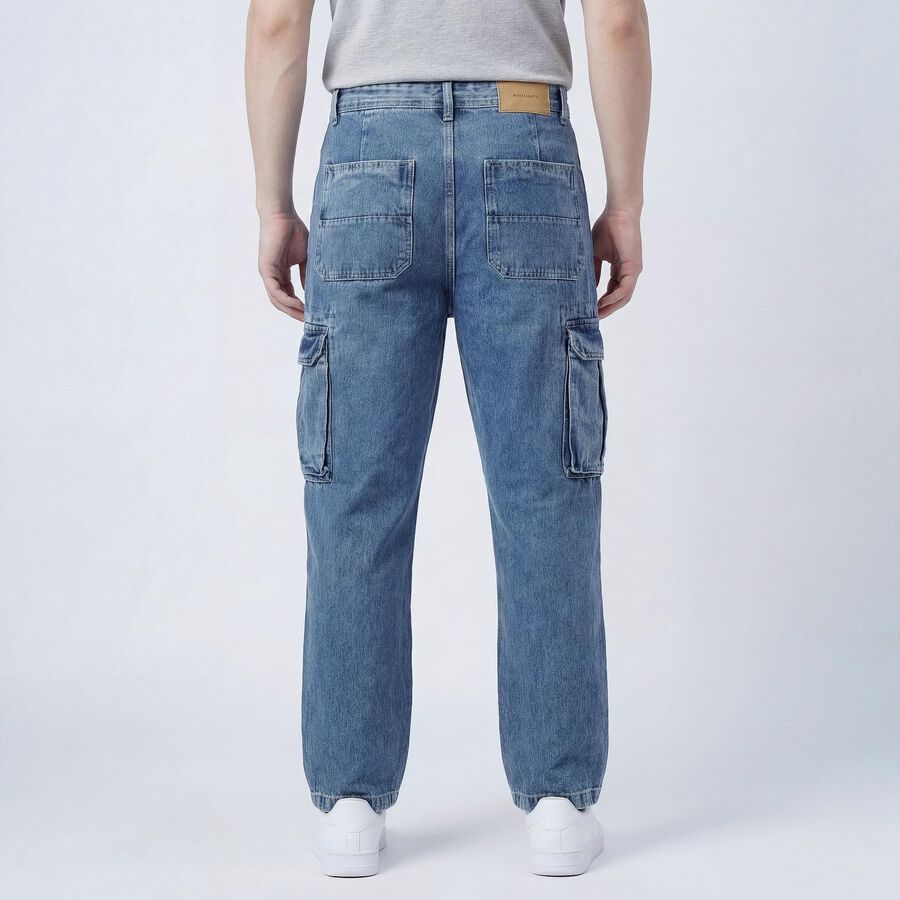 Men's Blue Slim Fit Washed Jeans, Light Blue, large