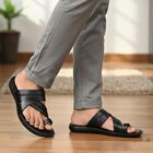Men's Sandal, काला, small