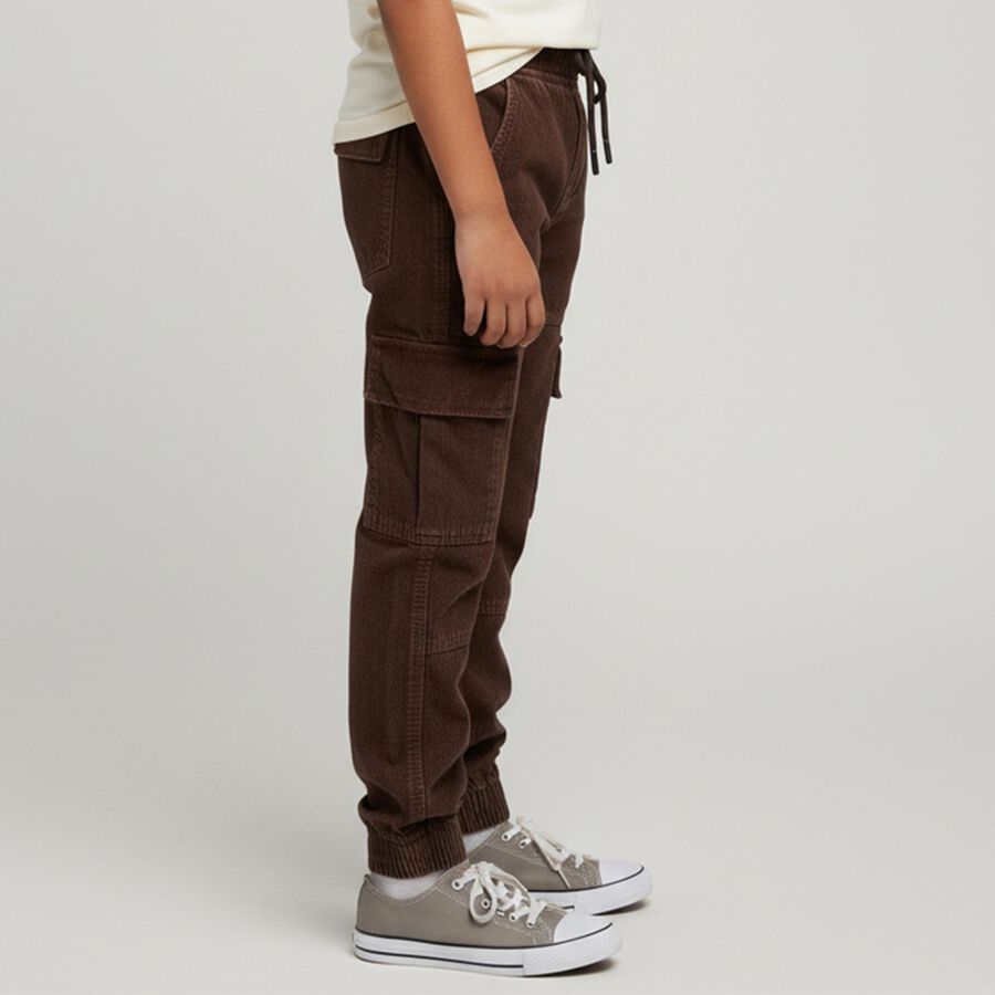 Boys' Deep Chocolate Brown Relaxed Fit Cargo Jeans, Rust, large image number null