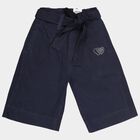 Girls Cotton Solid Capri, Navy Blue, small image number null