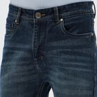 Men's Dark Indigo Slim Fit Whisker Faded Jeans, गहरा नीला, small image number null