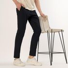 Men's Navy Blue Slim Fit Casual Trousers, नेवी ब्लू, small
