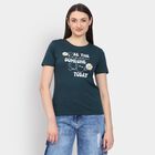 Ladies' Round Neck T-Shirt, गहरा हरा, small